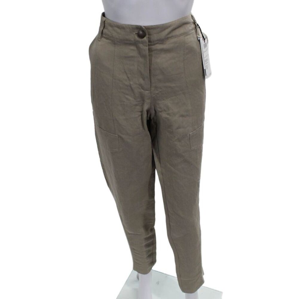 Marc Cain Womens Beige Chino Pants Linen Button Inseam 32 Size 5